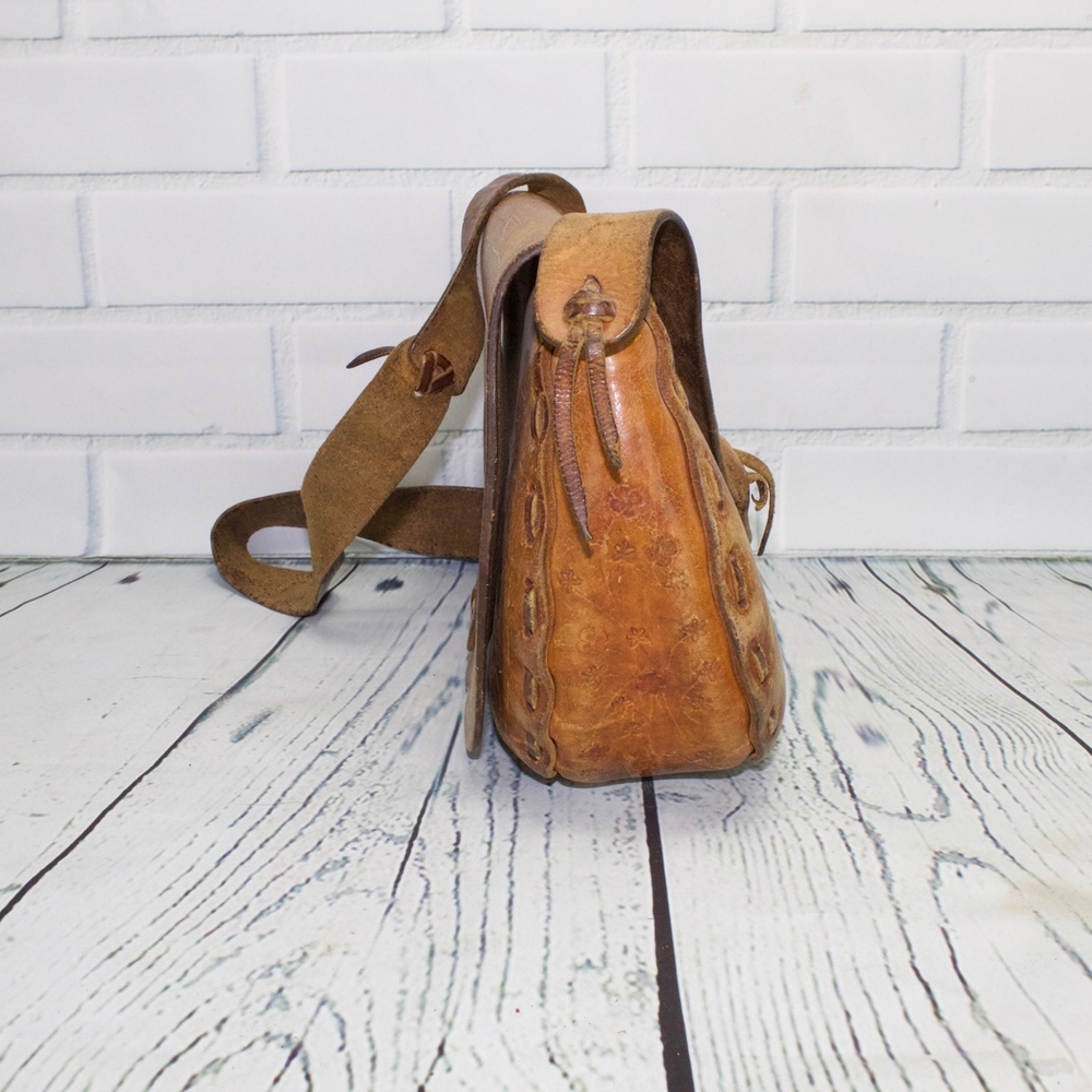 Gorgeous Vintage Hard Leather Brown Handbag Bag - Picture 2 of 8
